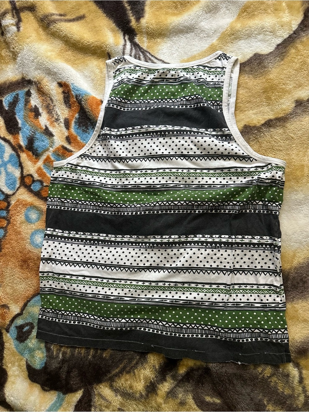 Stussy Green Black White Patterned Tank Top Size Mens L Large - Picture 4 of 7